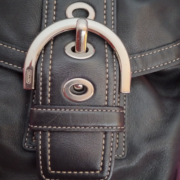 Authentic COACH Soho Black Leather Drawstring Backpack EUC! 3559 - Picture 2 of 8